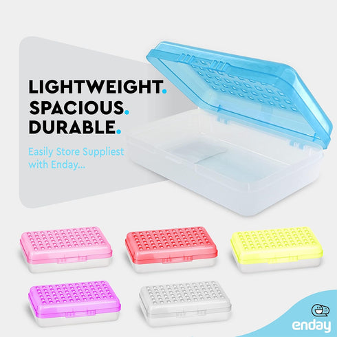 Enday Pencil Box Blue, Plastic Small Dots Pencil Case, School Storage Utility Supplies Box Organizer (1 PK)
