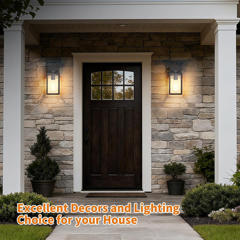 FNYUSLET E26 (2 Pack Outdoor Light Fixtures Wall Mount, Waterproof Front Porch Lights, Modern Exterior Lighting