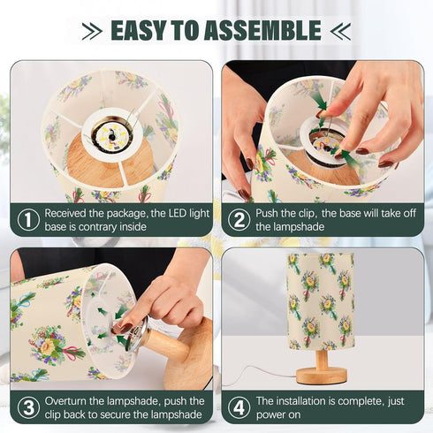 Lotupokon Sunflower Bouquet Floral Beige Table Lamp USB Desk Light Small Desk Lamp LED Bedside Lamps for Office Living
