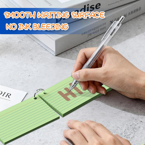 Gehanfai 250 Count 3 5 Inch, Colored Index Cards x Lined Flash Cards with Key Ring, Ruled Note Cards for Office Use