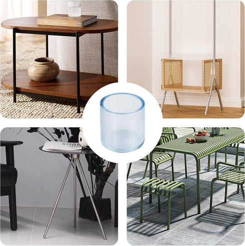 bociloy 16PCS 3/4Inch ID Transparent Chair Leg Caps, Silicone Round Furniture Table Feet Covers, Clear Chair Leg Tips
