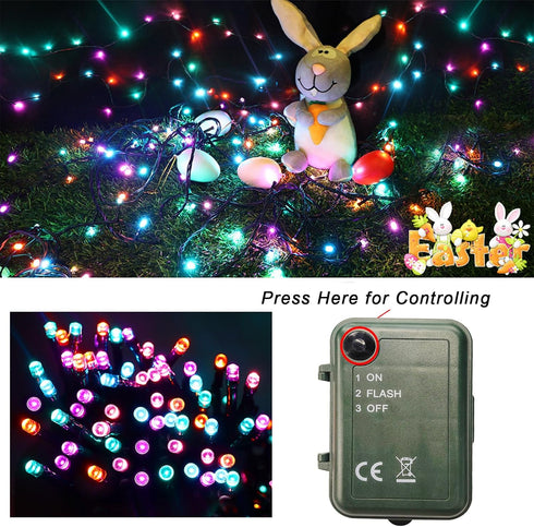 4 Pack 66.6 200 Pooqla Easter String Lights Battery Powered, Total FT LED Colorful Pastel String Lights for Indoor