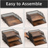 Vintage Wood & Metal Letter Tray - Stackable Desk Organizers for File, Magazines, Mail, with Pen Holder (3 Layer)