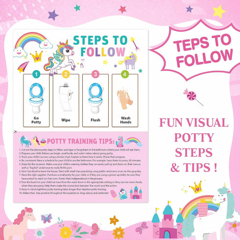 EUUBIRD 10 280 Unicorn Potty Training Chart for Toddlers, Potty Training Sticker Charts with Reward Stickers, Potty