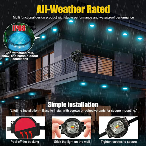 100 2-in-1 FT Permanent Outdoor Lights, Waterproof Eaves & Ground Stakes LED String Lights with App/Remote Control