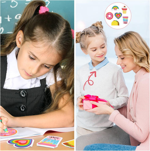 Glenmal 24 Pack Mini Cute Notebooks, Kawaii Pocket Notepads in 6 Designs for Kids School Supplies, Taco, Heart, Rainbow
