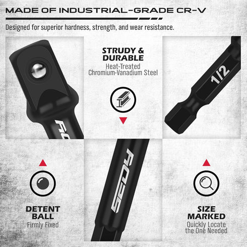 9-Piece Impact Socket Adapter Set, 1/4" 3/8" 1/2" Driver Socket Adapter, Magnetic Screwdriver Bit Holder