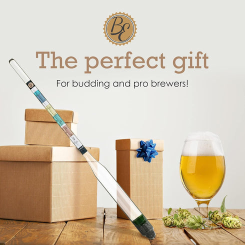 Brewer's Elite Hydrometer - Deluxe Triple Scale Set for Home Brew Beer, Wine, Mead, Kombucha - Hardcase & Cloth