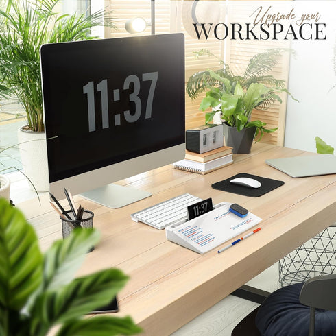 Birch Desktop Whiteboard - Cloud Glass Dry Erase Board with Storage & Multiple Markers for Desk Top Use