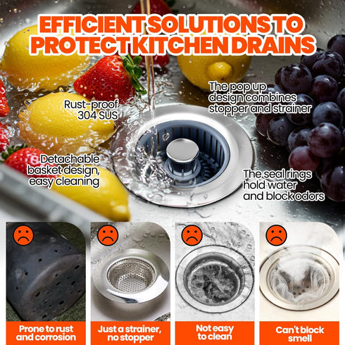 3-1/2'' Kitchen Sink Drain Strainer - Upgraded Kitchen Sink Stopper,Sink Stopper Kitchen Drain,Stainless Steel Drain
