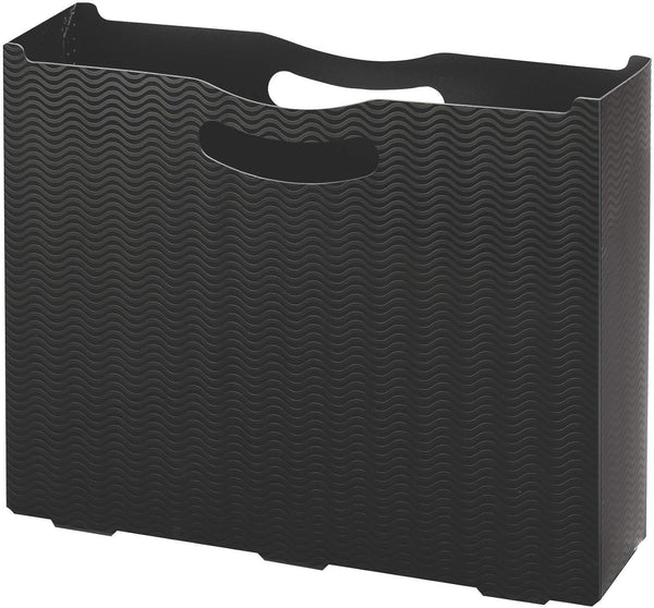 Smead Poly File Box, Black Wave Pattern, Letter Size, 3" Expansion, Die-Cut Handles (71631)