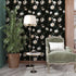 Black Floral Wallpaper Peel and Stick Vinyl for Cabinets, Waterproof Self-Adhesive Contact Paper for Kitchen Countertop