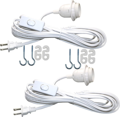 Lightingsky 15 Feet Hanging Light Cord E26 / E27 Light Bulb Socket to