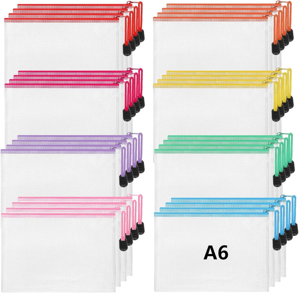 Jetec 32 Pcs Mesh Zipper Bags, Waterproof Toy Storage Bags, Reusable Organizer Pouch for Office, Stylish Color, 7.5 x 5