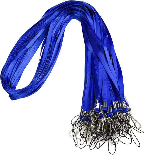 Wisdompro 30 Pack 17 inch Nylon Neck Lanyard Strap with J-Hook for USB Flash Drives, Keys, ID Tags - Blue