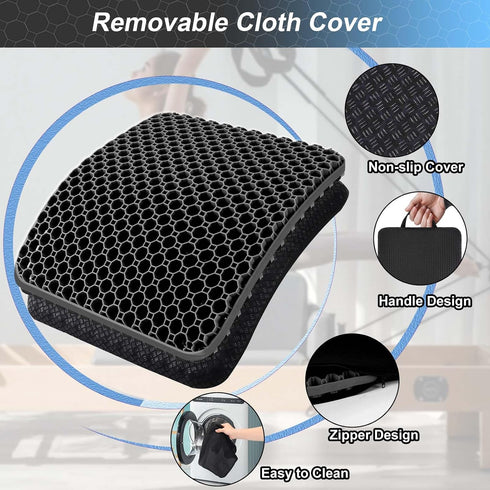 Tailbone 19in Seat Cushion, Gel Seat Cushion for Long Sitting Back, Sciatica, Pain Relief Pad, Seat Pad for Car, Office