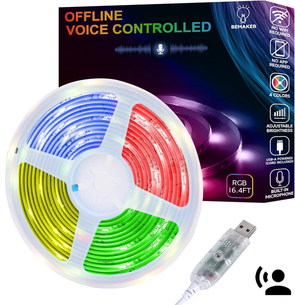 AI Voice Activated Under Bed Lights Strip,Indoor Kids Bedroom Night Lights RGBW,