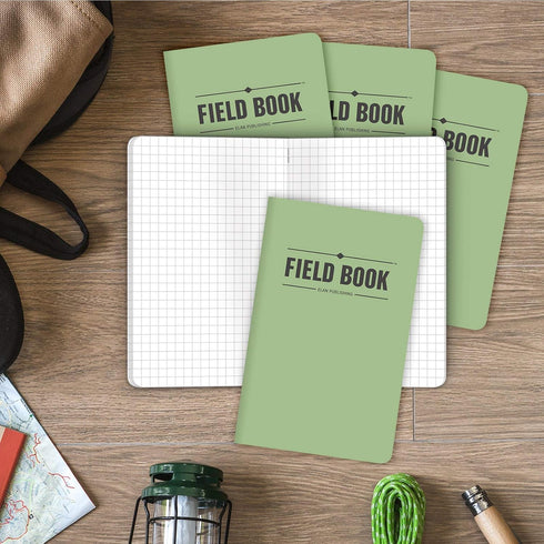 Elan Publishing Company Field Notebook/Pocket Journal, 3.5"x5.5", Green Graph Memo Book, Pack of 5