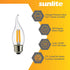 41519 CA11 Bulb, 4 (40W E26 Dimmable, 6 Pack 1800K Sunlite LED Filament Flame Tip Chandelier Light Watts Equivalent)