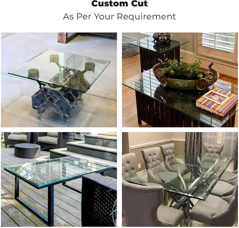 1/4", 1/8", 3/16", 5/32" Custom Cut Glass Panel - Clear Tempered or Annealed - Thick - Made to Size for Shelves, Table