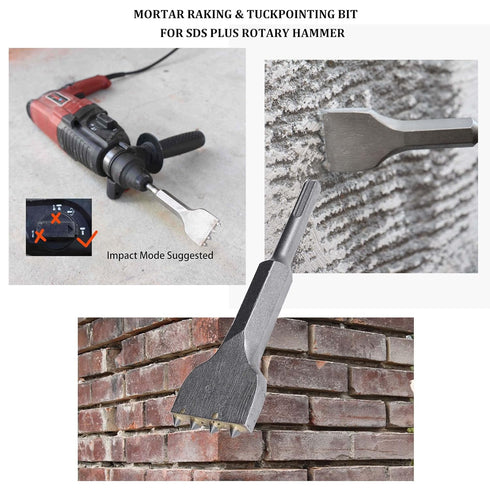 6 1/8 in. x 1 1/2 in. SDS Plus Mortar Raking Bit, Tile Thinset Removal Floor Scraper Bit for Rotary Hammer