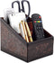 PU Leather TV Remote Control Holder with 3 Compartments, Nightstand Caddy Organizer, Storage Box for Media Accessories