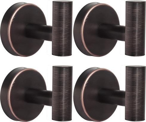 Robe Towel Hooks, Stainless Steel Heavy Duty Wall Hook for Bathroom, Bedroom, Kitchen, 4 Packs (Oil Rubbed Bronze)