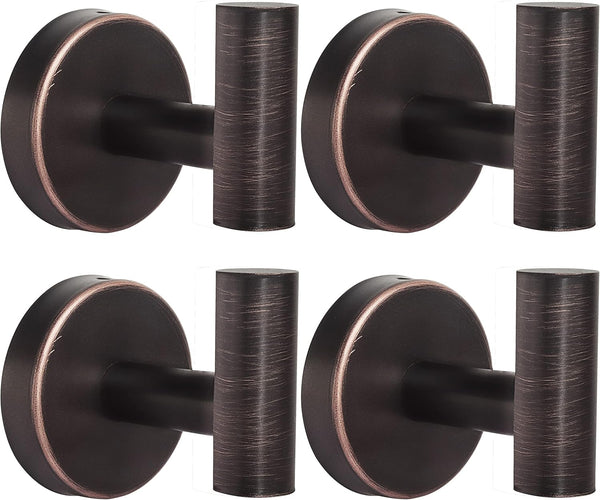 Robe Towel Hooks, Stainless Steel Heavy Duty Wall Hook for Bathroom, Bedroom, Kitchen, 4 Packs (Oil Rubbed Bronze)