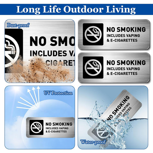 No Smoking Sign, No Vaping Sign for Home Business, Metal Self Adhesive Industrial Warning Signs, 7 x 3 Inch for Office