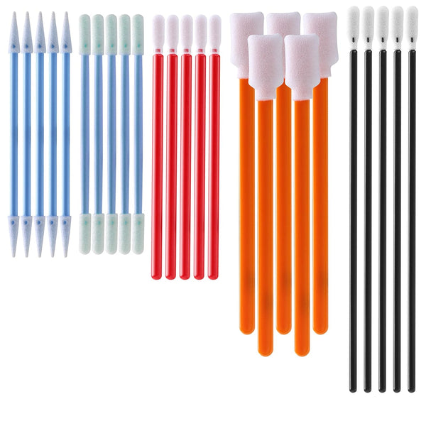 Cleanroom Foam Tip Swab Set: 100 Pack in 5 Colors & Styles for Multi-Use Cleaning, Camera, Optical Lens, Arts & Crafts.
