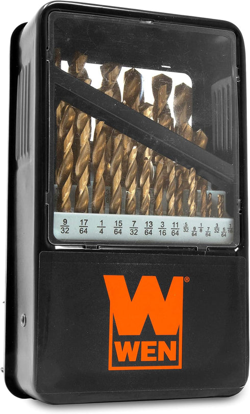 WEN DB291A 29 Piece Gold Oxide HSS Drill Bit Set - Includes Carrying Case