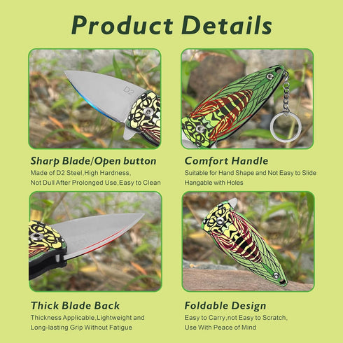 Mini Keychain Knife, Small Stainless Steel Folding Knife for Outdoor Camping, Gifts for Men and Women