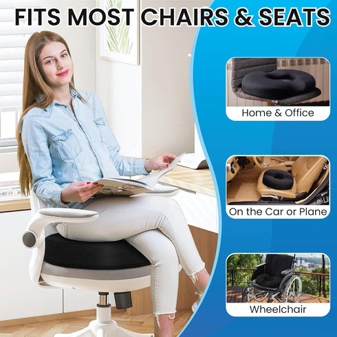 K.jots Tailbone Donut Seat Cushion - High Density Memory Foam, Hemorrhoid Relief & Relief, Sciatica, Postpartum