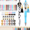 Teling 12 Pcs Plastic Beadable Black Ink Ballpoint Pens with Assorted Spacer Beads, Tassels, and Lobster Clasps for DIY