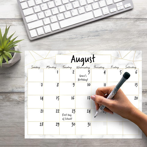 Dry Erase Monthly Calendar Planner Sticker Decal, Removable & Reusable, Magnetic Fine-Tip Marker Included, 9 x 12 inches