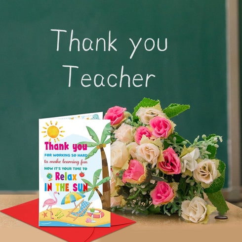 Summer WorldBazaar End of Year Teacher Card Teacher Appreciation Thank You Card Graduation Thanks for School Daycare