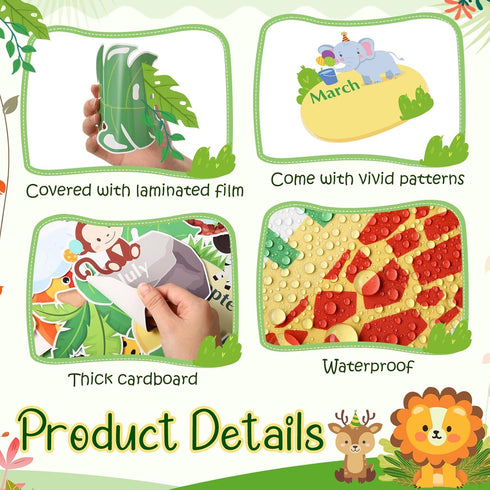 Sepamoon 35 Pcs Happy Birthday Posters, Safari Jungle Animals Bulletin Board Set for Classroom Birthday Decoration