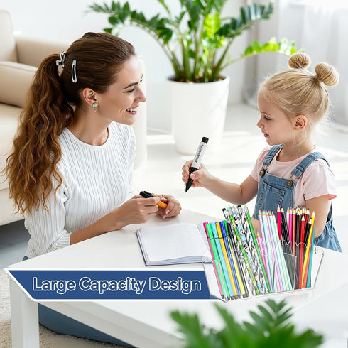 plaCredgai 2 4 Pcs Marker Organizer, Scalloped Acrylic Pencil Holder Clear Marker Holder with Compartments, Acrylic