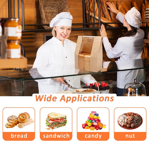 YANGYICHEN 100 Pack Packaging (13.7''x8.2''x3.5'') Paper Bread Bags - Sourdough Bread Bags for Homemade Bread Large