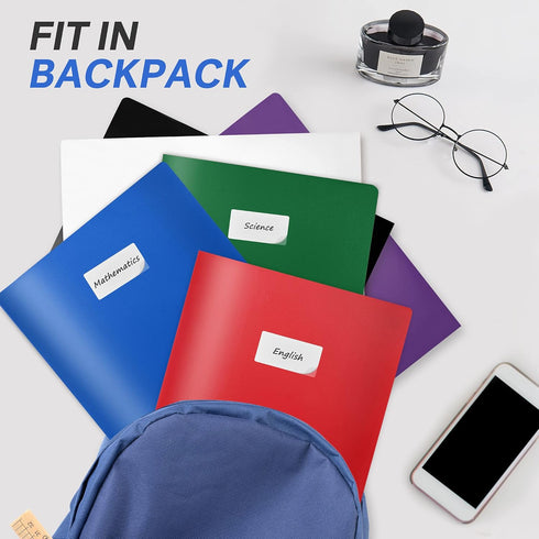 Sooez 6 Pack Heavy Duty Plastic Folders with Pockets, 2 Pockets Folder, Classic Colors for Back to School