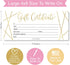 Hadley Designs 25 Gold Geo Blank Gift Certificates for Small Business, Elegant Paper Voucher for DIY Coupon Cards, 4x9"