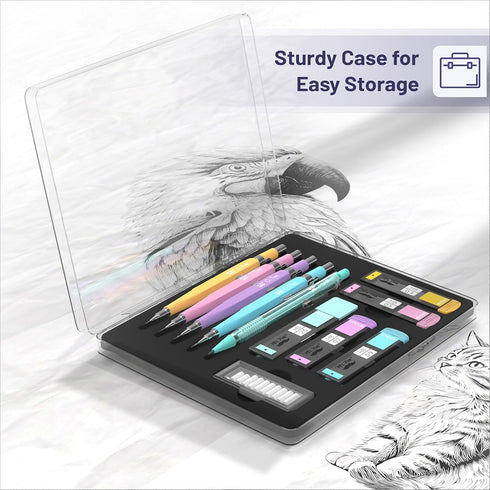 Mr. Pen Pastel Mechanical Pencil Set with Lead and Eraser Refills, 5 Sizes 0.3, 0.5, 0.7, 0.9, 2mm for Drawing and