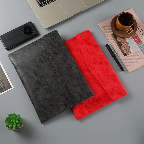 Enyuwlcm PU Leather A4 File Folder Document Holder, Stylish Portfolio Envelope Case with Snap Closure, Black