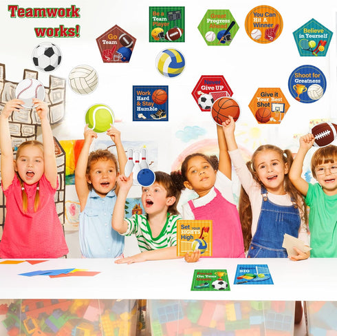 Sports Motivational Bulletin Board Set with Positive Sayings & Accents for Classroom Decor
