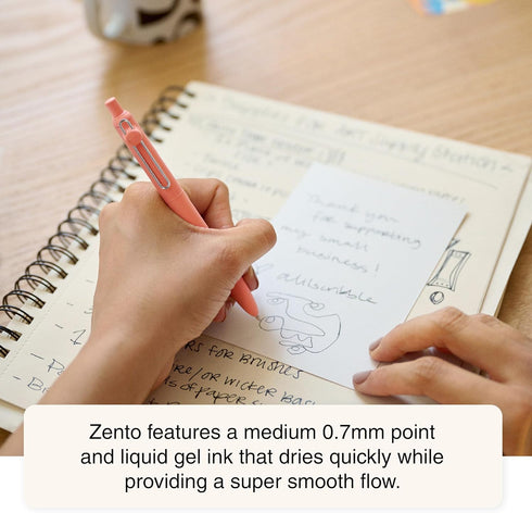 Uniball Zento Gel Ink Rollerball Pens, 12 Black Medium Point Smooth Writing Colored Japanese Pens