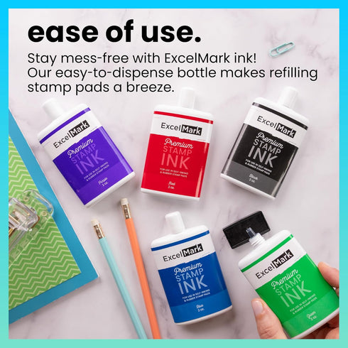 ExcelMark Self Inking Stamp Refill Ink - 2 oz. - Red