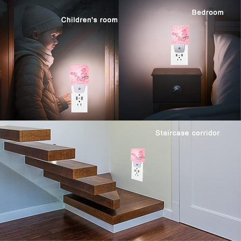 Oeaskly 0.5W Cherry Blossoms Night Light,Spring Flower Night Lights Plug into Wall with Dusk to Dawn Light Sensors Dim