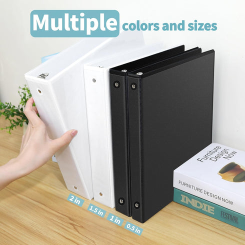 SUNEE 3 Ring Binder, 1.5 Inch, 2 Pack, Clear View Binder, PVC-Free, White
