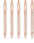 Gullor 5PCS Ballpoint Pens, Glitter Click Ball Pens, Black Ink Medium Point 1mm, for Office Supplies Gift Wedding Birthday, Gold