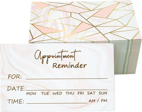 RXBC2011 Appointment Reminder Cards - Marble Pink and Gold, Pack of 100